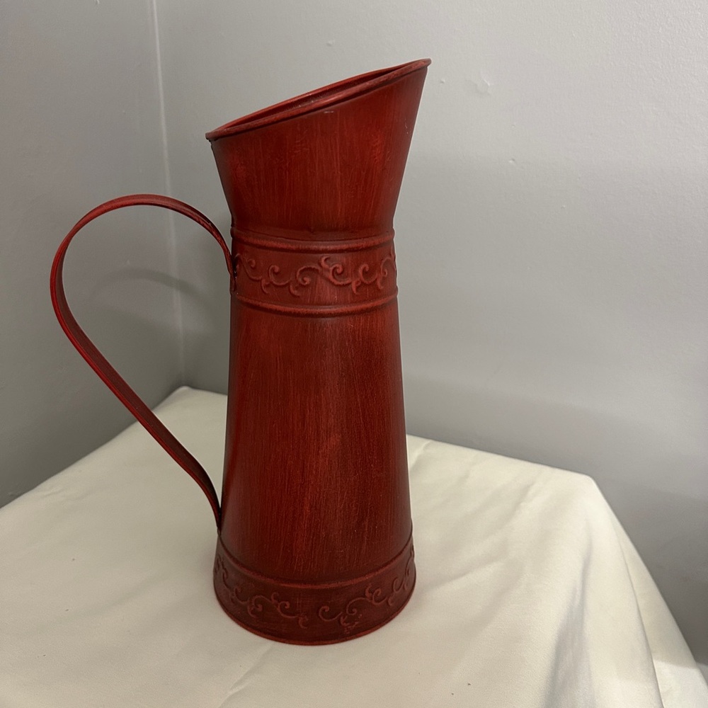 Red Decorative Pitcher From Tuscan Home